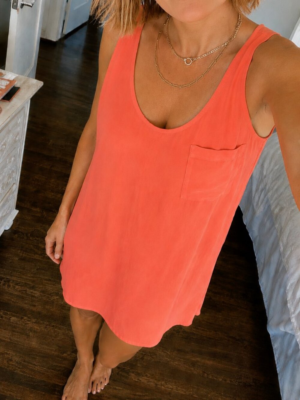 Joie Coral Silk Tank Shift Dress Size XS